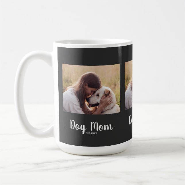 Dog Mom Established Script Foto Kaffemugg (Vänster)