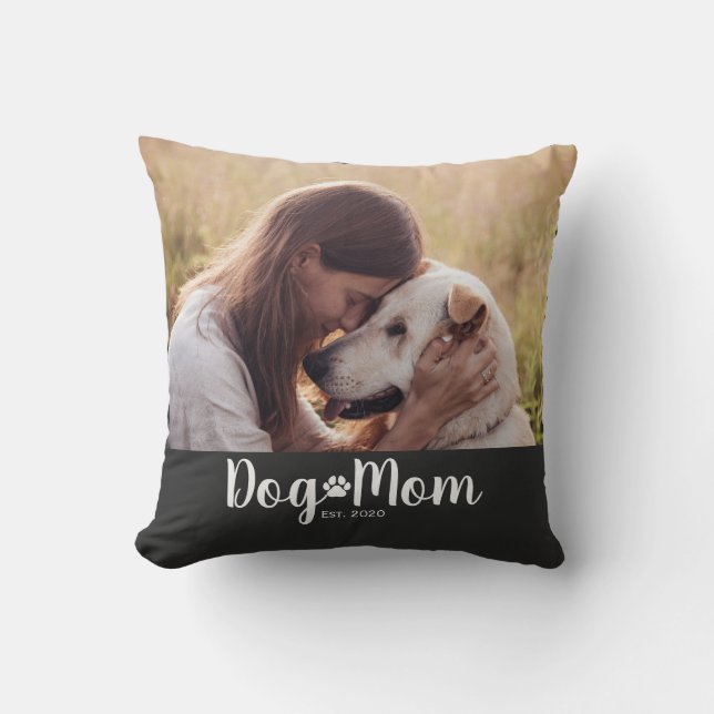 Dog Mom Established Script Foto Kudde (Framsida)