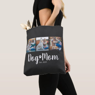 Dog Mom Established Script Svart 3 Foto Tygkasse