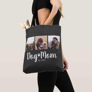 Dog Mom Established Script Svart 3 Foto Tygkasse