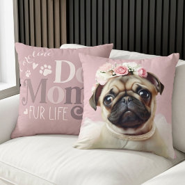 Dog Mom Fur Life Mops Hund Foto Anpassad Kudde