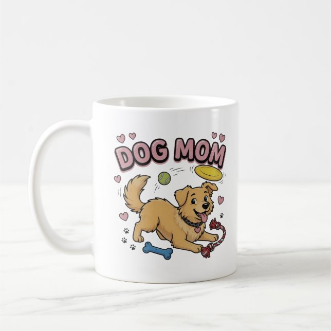 Dog Mom Golden Retriever Comic Kaffemugg (Vänster)