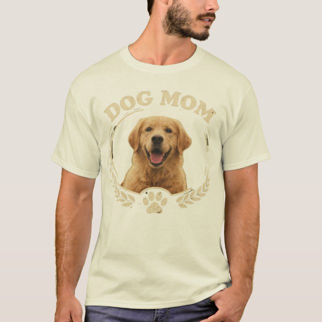 Dog Mom — Golden Retriever Porträtt T-shirt (Framsida)