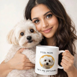 Dog Mom He’s My Personality Cute Dog Design Kaffemugg
