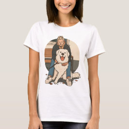 Dog Mom Hugging Fluffy Puppy Cute Pet Moment T Shirt