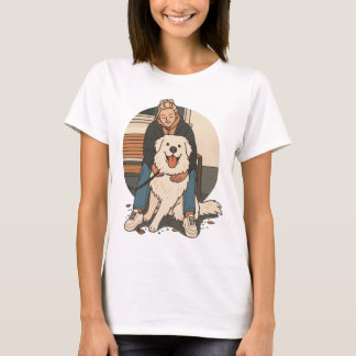 Dog Mom Hugging Fluffy Puppy Cute Pet Moment T Shirt