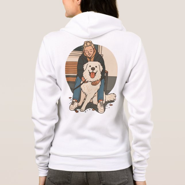 Dog Mom Hugging Fluffy Puppy Cute Pet Moment T Shirt (Baksida)