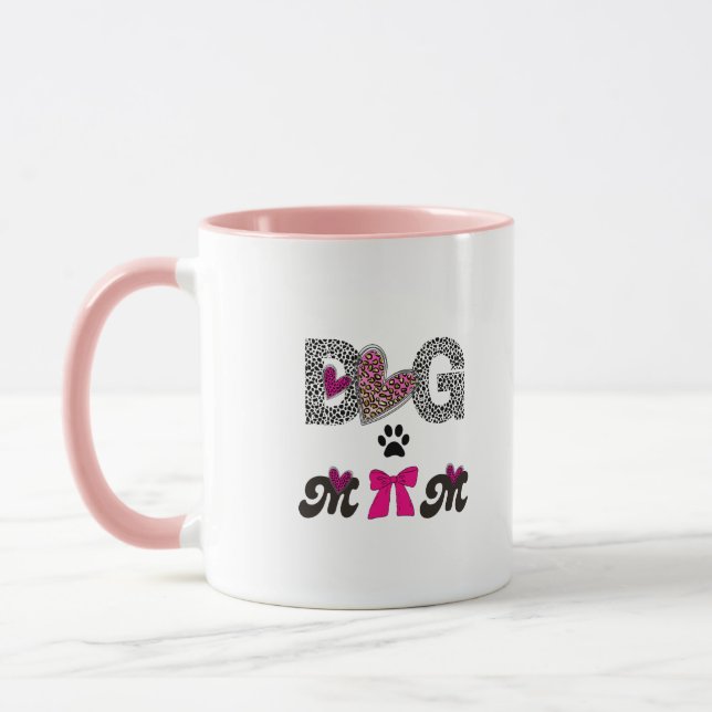Dog Mom Leopard Heart Mug -Mom Lover Gift  Mugg (Vänster)