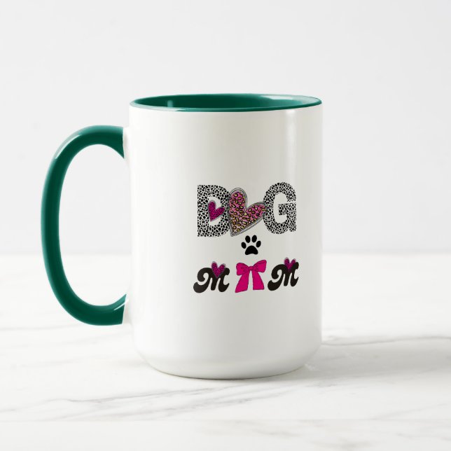 Dog Mom Leopard Heart Mug -Mom Lover Gift  Mugg (Vänster)