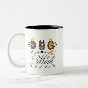Dog Mom Leopard Print Tassdesign/Hund Mammas Leopa Två-Tonad Mugg