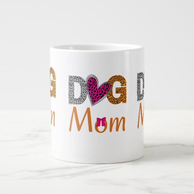 Dog Mom Leopard Print/Trending Dog  Lover Gift Jumbo Mugg (Framsidan)