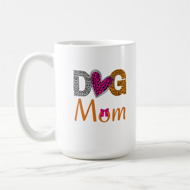 Dog Mom Leopard Print/Trending Dog  Lover Gift Kaffemugg (Vänster)