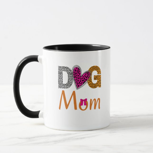 Dog Mom Leopard Print/Trending Dog  Lover Gift Mugg (Vänster)