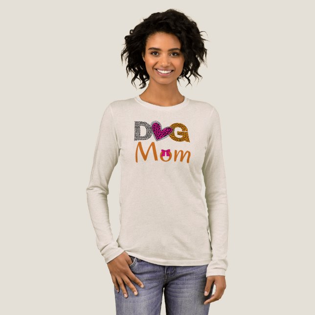 Dog Mom Leopard Print /Trending Dog Lover Gift T Shirt (Hel framsida)