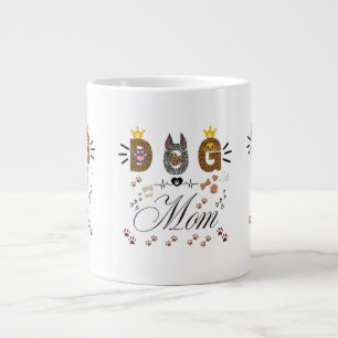 Dog Mom Leopardtryck Paw Design/Leopard Dog Mom Jumbo Mugg