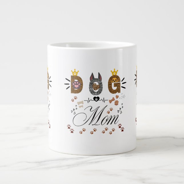 Dog Mom Leopardtryck Paw Design/Leopard Dog Mom Jumbo Mugg (Framsidan)