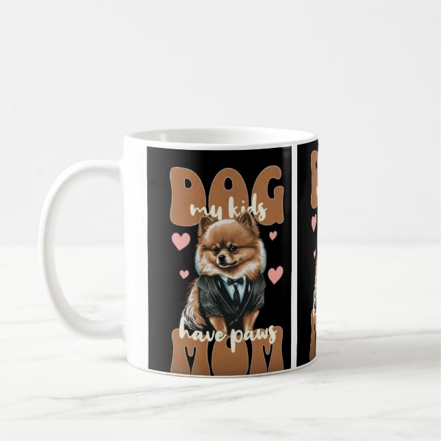 Dog Mom Mug – Heart & Paw Design – Cute Pet Lover  Kaffemugg (Vänster)