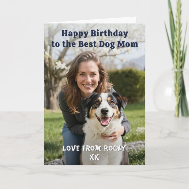 Dog Mom Personalized Pet Photo Happy Birthday Kort (Framsida)