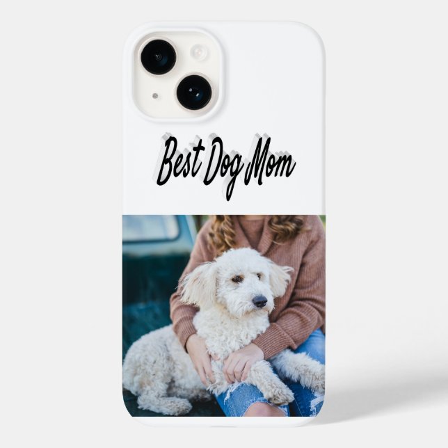 Dog Mom Photo Black  text iPhone Case (Baksida)