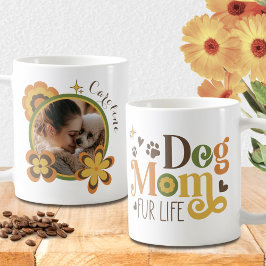Dog Mom Retro Anpassad Namn Foto Kaffemugg