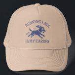 Dog Mom  Running Late Is My Cardio Cute Retro pet Keps<br><div class="desc">Celebrate your chaotic but lovable dog-mom life with this vintage-inspired design! Featuring a dog  running pup and a relatable slogan,  it's ideal for casual wear,  dog park trips,  or for yourself or a fellow fur-parent.</div>