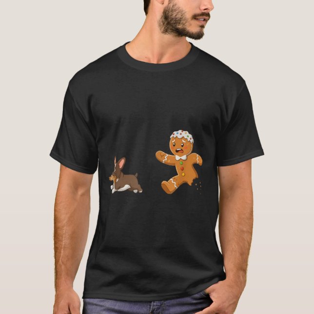 Dog Mom Shirt Gingerbread Chasing French Bulldog C T Shirt (Framsida)