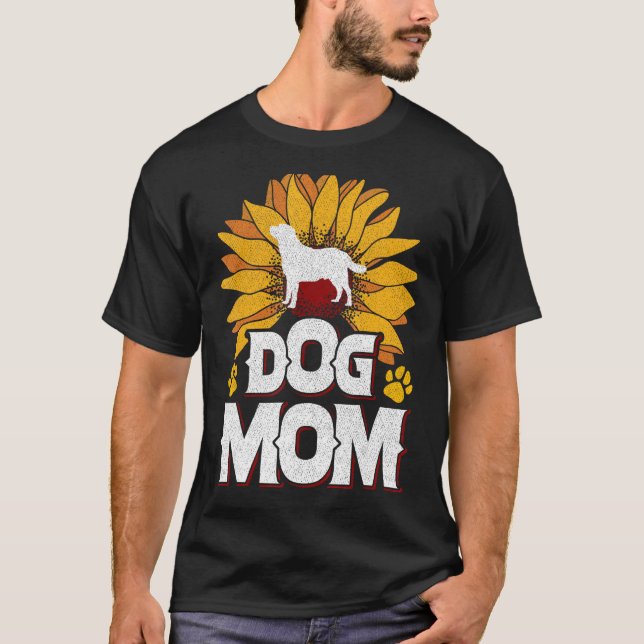 Dog Mom Sunflowers Dog  Dog fan Doggie Dogs Mom T Shirt (Framsida)