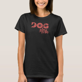 Dog Mom T-shirt - Retro röd hundsilhuett, tassavtr