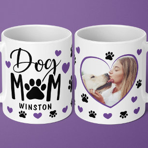 Dog Mom Tass Purple Heart Personlig Foto Kaffemugg
