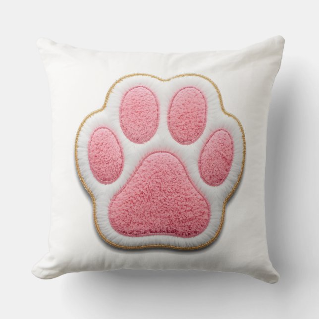 Dog Mom Throw Pillow | Embroidered Heart Paw Print Kudde (Framsida)