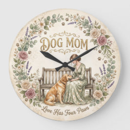 Dog Mum Blommig Väggklocka
