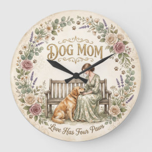 Dog Mum Blommig Väggklocka
