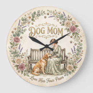 Dog Mum Blommig Väggklocka