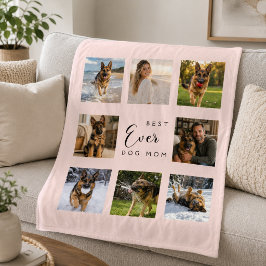 Dog Mum Mor blush rosa fotokollage Fleecefilt