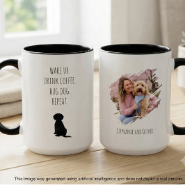 Dog Mum Vakna Drick Kaffe Upprepa Mugg