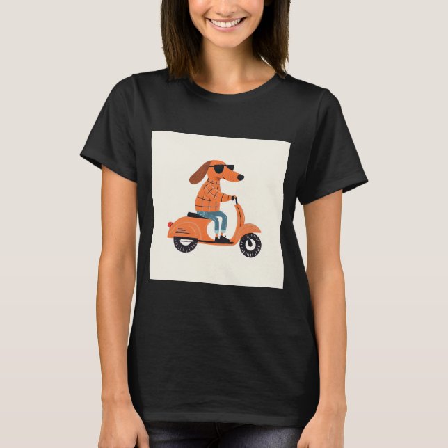 Dog on Scooter - Funny and Stylish Illustration T Shirt (Framsida)