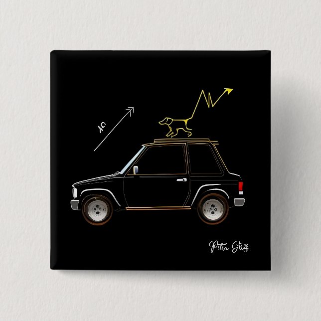 Dog on Wall Street Petra Gliff Square Button Knapp (Framsida)