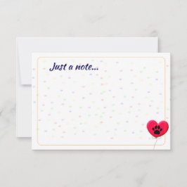 Dog Party Dog Paw Confetti Drawing Just a Note Anteckningskort