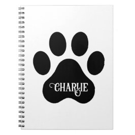 Dog Paw Name Silhouette Design Anteckningsbok