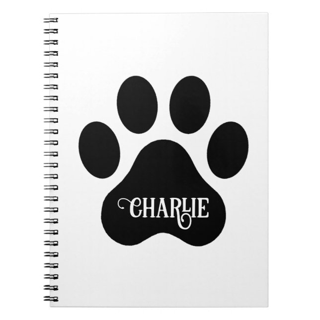 Dog Paw Name Silhouette Design Anteckningsbok (Framsidan)