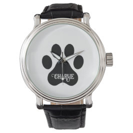 Dog Paw Name Silhouette Design Armbandsur