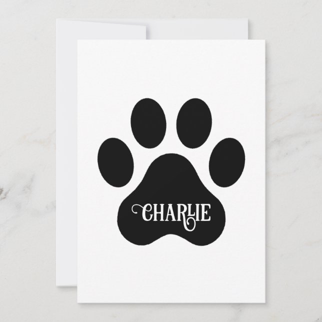 Dog Paw Name Silhouette Design Julkort (Framsida)