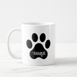Dog Paw Name Silhouette Design Kaffemugg