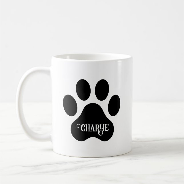 Dog Paw Name Silhouette Design Kaffemugg (Vänster)