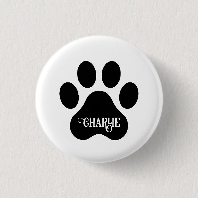 Dog Paw Name Silhouette Design Knapp (Framsida)