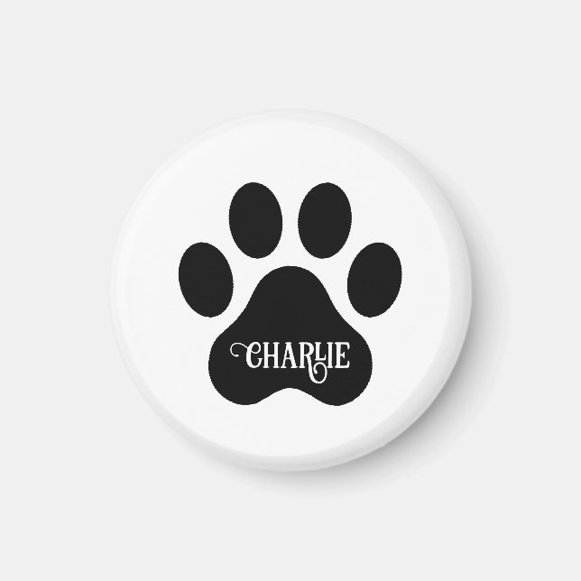 Dog Paw Name Silhouette Design Magnet (Framsidan)