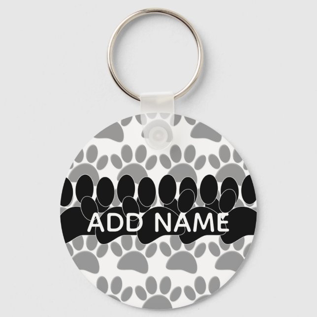 Dog Paw Print Custom Personalized Name Nyckelring (Baksida)