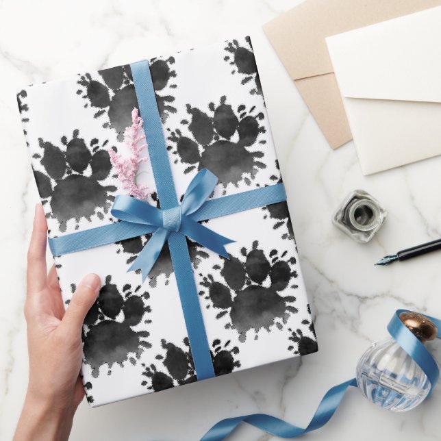 Dog Paw Print Watercolor Canine Paw Presentpapper (Gifting)