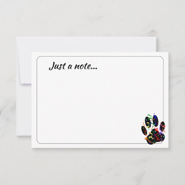 Dog Paw Print With Confetti Streamer Just a Note Anteckningskort (Framsida)