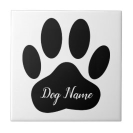 Dog Paw Print With Custom Name Canine Kakelplatta